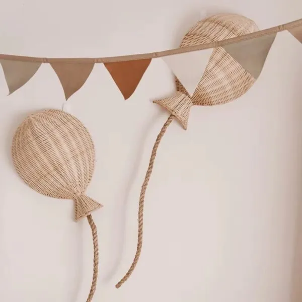 2er-Set Wanddeko aus Rattan in Ballonform 2er-Set Wanddeko aus Rattan in Ballonform