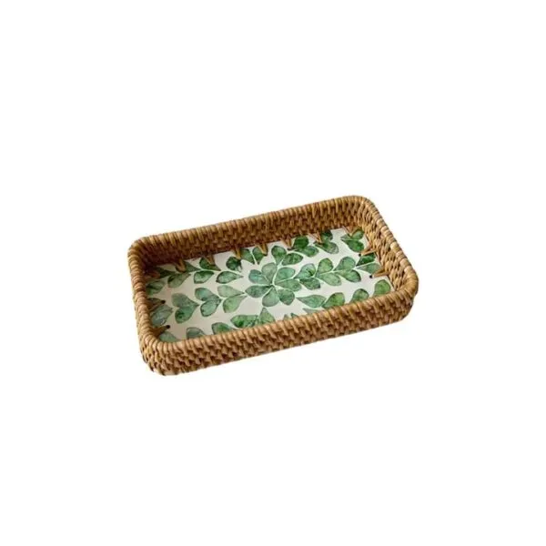 3er-Set Rattan-Tabletts mit Blattmuster 3er-Set Rattan-Tabletts mit Blattmuster