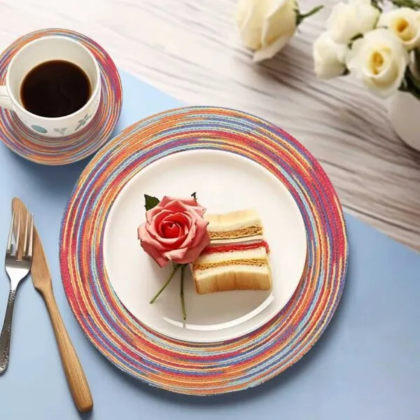 6er-Set Platzsets aus Rattan, bunt