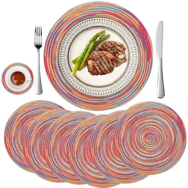 6er-Set Platzsets aus Rattan, bunt