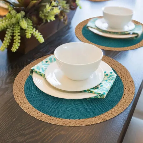 6er-Set runde geflochtene Holztischsets