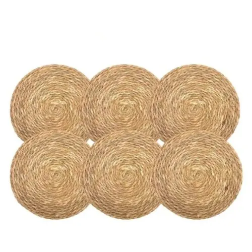 6er-Set runde geflochtene Stroh-Tischsets 6er-Set runde geflochtene Stroh-Tischsets