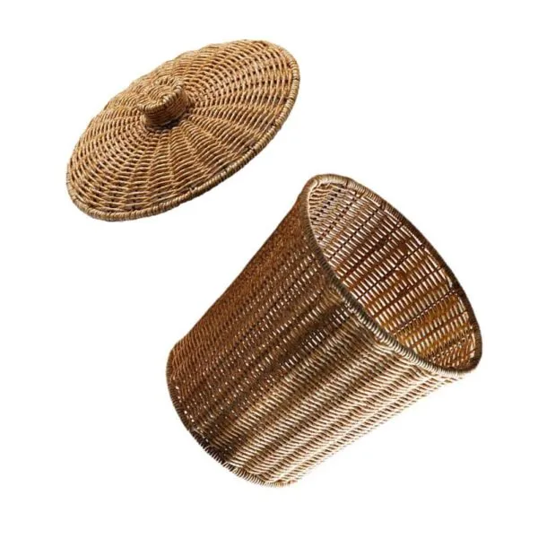 Abfalleimer mit Deckel aus Rattan Abfalleimer mit Deckel aus Rattan