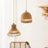 Antiker Rattan-Pendelleuchte im chinesischen Stil