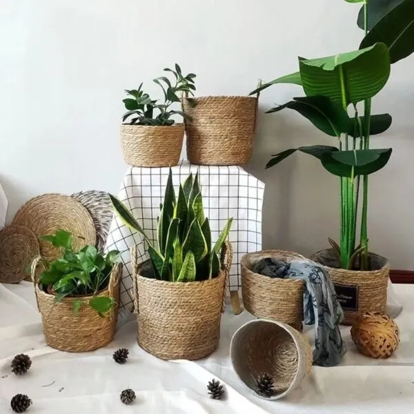 Aufbewahrungskorb aus Naturrattan für Garten, Blumen oder Wäsche Aufbewahrungskorb aus Naturrattan für Garten, Blumen oder Wäsche