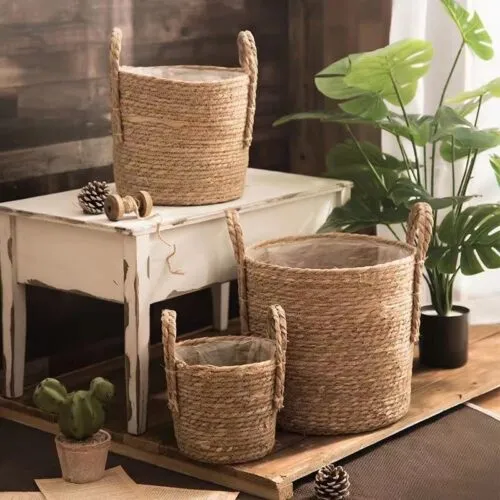 Aufbewahrungskorb aus Naturrattan für Garten, Blumen oder Wäsche Aufbewahrungskorb aus Naturrattan für Garten, Blumen oder Wäsche