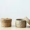 Aufbewahrungskorb mit Deckel aus geflochtenem Rattan