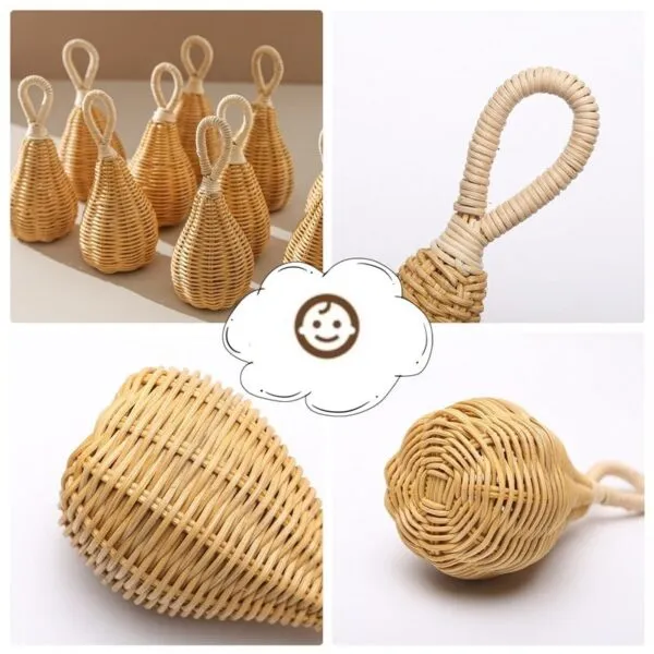 Baby-Rassel aus Rattan handgefertigt Baby-Rassel aus Rattan handgefertigt