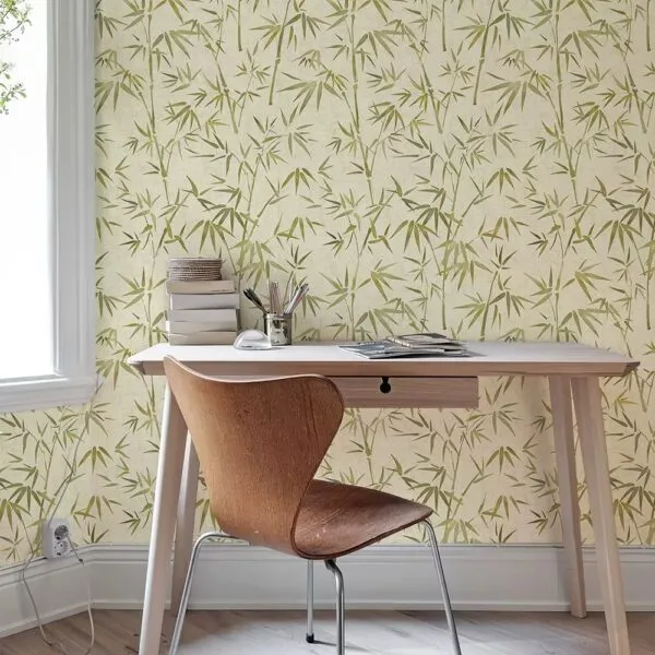 Bambus-Tapete Beige Vintage