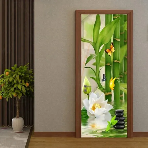 Bambus- und Blumenmuster Vinyl Tapete Bambus- und Blumenmuster Vinyl Tapete