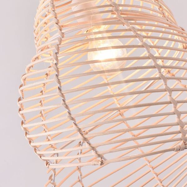 Beiger Rattan Lampenschirm im Muschel-Design, Vintage Landhausstil