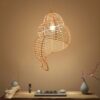 Beiger Rattan Lampenschirm im Muschel-Design, Vintage Landhausstil