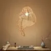 Beiger Rattan Lampenschirm im Muschel-Design, Vintage Landhausstil Beiger Rattan Lampenschirm im Muschel-Design, Vintage Landhausstil
