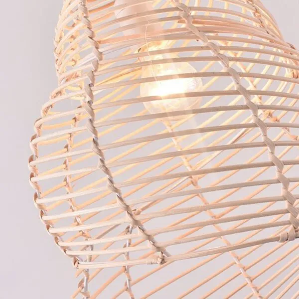 Beiger Rattan Lampenschirm im Muschel-Design, Vintage Landhausstil Beiger Rattan Lampenschirm im Muschel-Design, Vintage Landhausstil