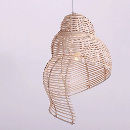 Beiger Rattan Lampenschirm im Muschel-Design, Vintage Landhausstil