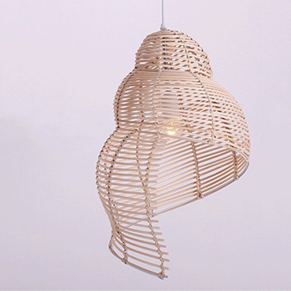 Beiger Rattan Lampenschirm im Muschel-Design, Vintage Landhausstil