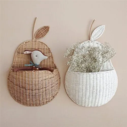 Birnenförmiger Rattan-Aufbewahrungskorb mit Haken