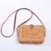 Boho-Handtasche aus handgeflochtenem Rattan, quadratisch Boho-Handtasche aus handgeflochtenem Rattan, quadratisch
