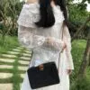 Boho-Handtasche aus handgeflochtenem Rattan, quadratisch Boho-Handtasche aus handgeflochtenem Rattan, quadratisch