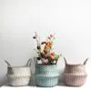 Boho-Korb aus Rattan mit Streifenmuster Boho-Korb aus Rattan mit Streifenmuster
