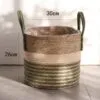 Boho-Rattankorb mit grünen Linien Boho-Rattankorb mit grünen Linien