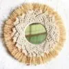Boho-Spiegel aus handgeflochtenem Stroh und Baumwolle