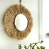 Boho-Spiegel rund mit Strohgeflecht Boho-Spiegel rund mit Strohgeflecht