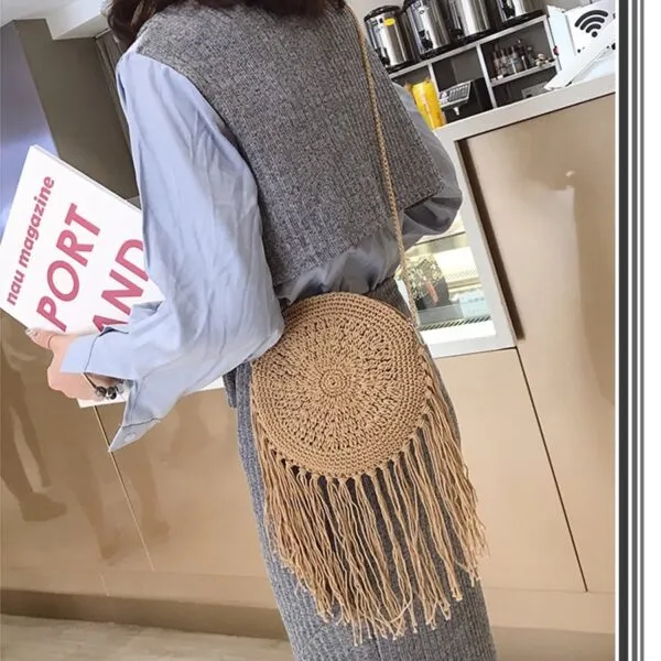 Boho-Umhängetasche aus Rattan für Damen Boho-Umhängetasche aus Rattan für Damen