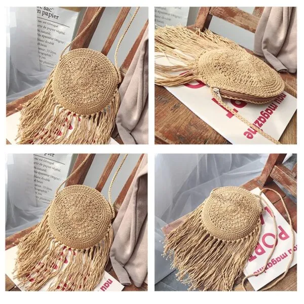 Boho-Umhängetasche aus Rattan für Damen Boho-Umhängetasche aus Rattan für Damen