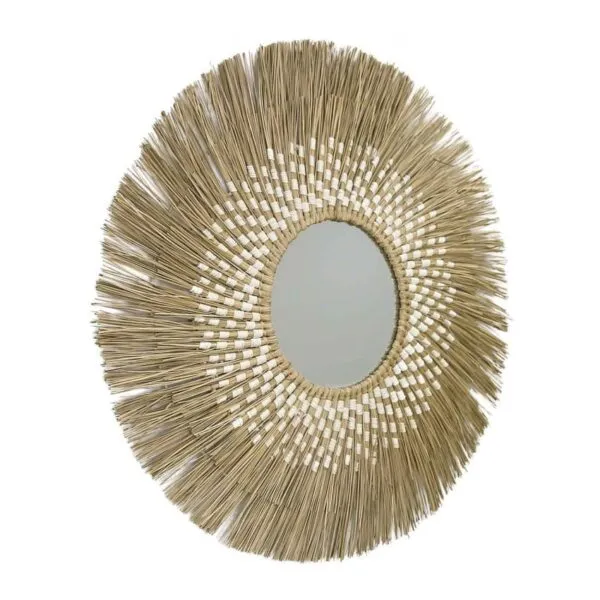 Boho-Wandspiegel aus Rattan Boho-Wandspiegel aus Rattan
