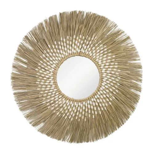 Boho-Wandspiegel aus Rattan Boho-Wandspiegel aus Rattan