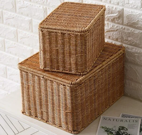 Brauner Aufbewahrungskorb aus Rattan für Zuhause Brauner Aufbewahrungskorb aus Rattan für Zuhause