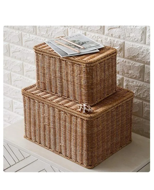 Brauner Aufbewahrungskorb aus Rattan für Zuhause Brauner Aufbewahrungskorb aus Rattan für Zuhause