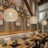 Chinesische Rattan-Hängelampe mit LED Chinesische Rattan-Hängelampe mit LED