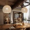 Chinesische Rattan-Hängelampe mit LED Chinesische Rattan-Hängelampe mit LED