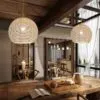 Chinesische Rattan-Hängelampe mit LED Chinesische Rattan-Hängelampe mit LED