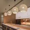 Chinesische Rattan-Hängelampe mit LED Chinesische Rattan-Hängelampe mit LED