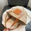 Damen Strohtasche aus geflochtenem Raffia, Naturbraun, Sommer Tasche Damen Strohtasche aus geflochtenem Raffia, Naturbraun, Sommer Tasche
