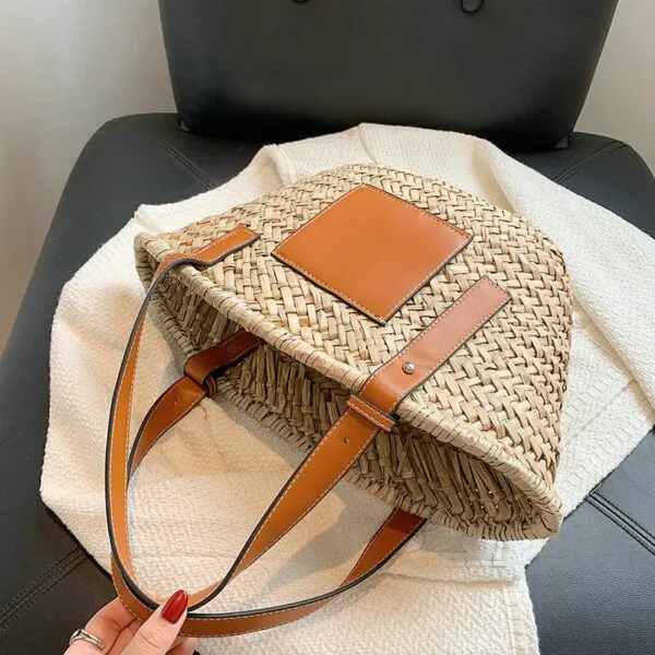 Damen Strohtasche aus geflochtenem Raffia, Naturbraun, Sommer Tasche Damen Strohtasche aus geflochtenem Raffia, Naturbraun, Sommer Tasche