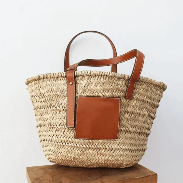 Damen Strohtasche aus geflochtenem Raffia, Naturbraun, Sommer Tasche Damen Strohtasche aus geflochtenem Raffia, Naturbraun, Sommer Tasche