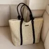 Damen Strohtasche mit Henkeln aus Naturgeflecht Damen Strohtasche mit Henkeln aus Naturgeflecht