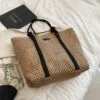 Damen Strohtasche mit Henkeln aus Naturgeflecht Damen Strohtasche mit Henkeln aus Naturgeflecht