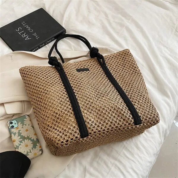 Damen Strohtasche mit Henkeln aus Naturgeflecht Damen Strohtasche mit Henkeln aus Naturgeflecht