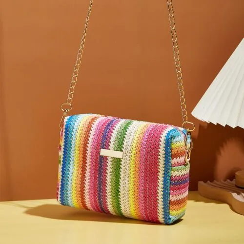 Damenhandtasche aus Rattan in Bunt Damenhandtasche aus Rattan in Bunt