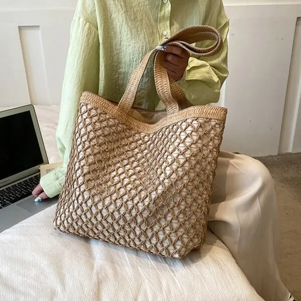 Damenhandtasche aus Rattan mit Reißverschluss Damenhandtasche aus Rattan mit Reißverschluss