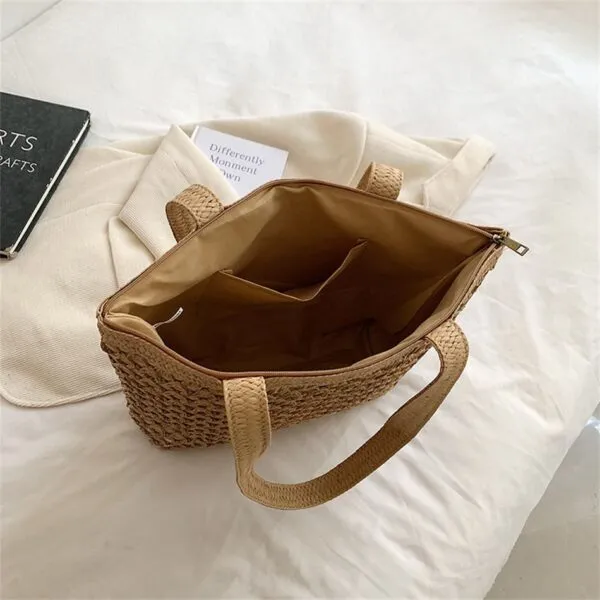Damenhandtasche aus Rattan mit Reißverschluss Damenhandtasche aus Rattan mit Reißverschluss