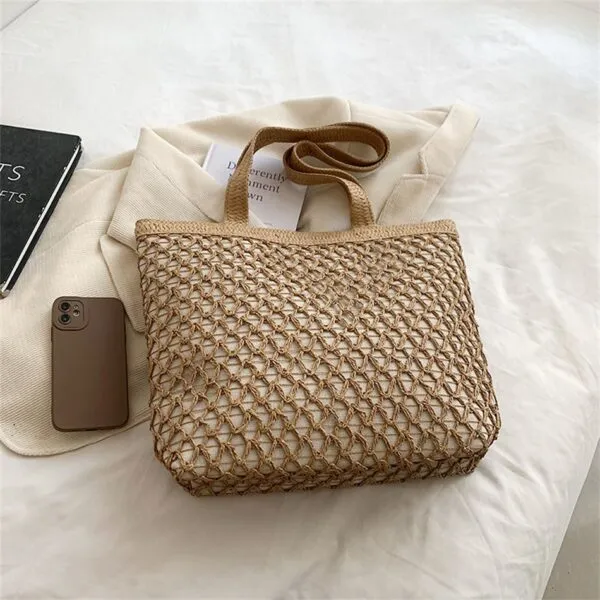 Damenhandtasche aus Rattan mit Reißverschluss Damenhandtasche aus Rattan mit Reißverschluss