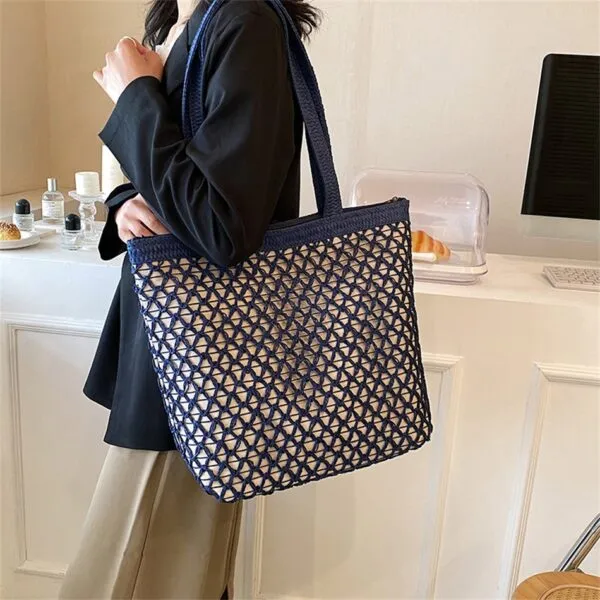 Damenhandtasche aus Rattan mit Reißverschluss Damenhandtasche aus Rattan mit Reißverschluss
