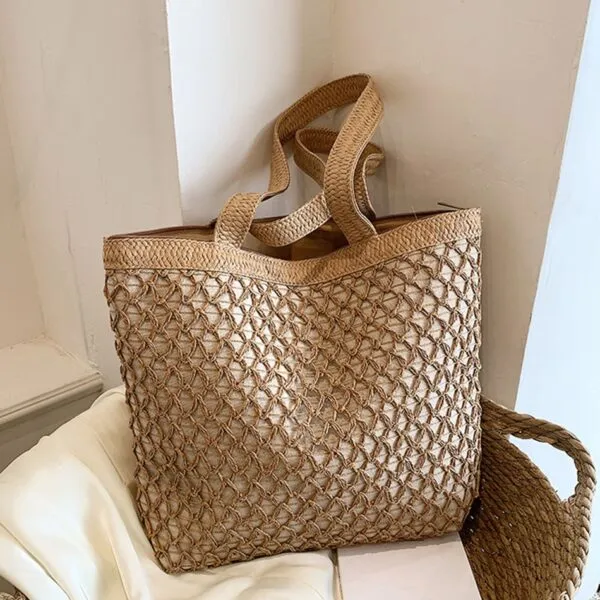 Damenhandtasche aus Rattan mit Reißverschluss Damenhandtasche aus Rattan mit Reißverschluss