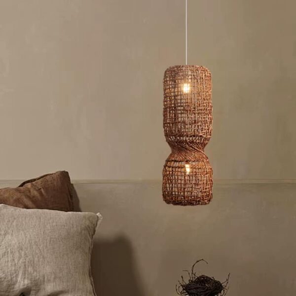 Deckenleuchte aus Rattan im japanischen Stil